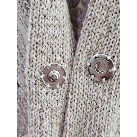 LM Women's M Magaschoni Knit Duster Length Button Front Cardigan Sweater Sparkly - Picture 4 of 10